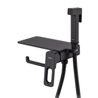 Гигиенический душ со смесителем встраиваемый с полкой и бумагодержателем Raglo R51.55.06, черный — фото 1, Гигиенические души