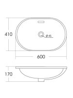 Agger Раковина встраиваемая санфарфор, белый глянец арт-ASB02600 — фото 8, Раковины встраиваемые снизу