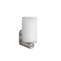 Стакан, Gessi, 316, одинарный, с держателем, ширина, мм-75, глубина, мм-107.5, высота, мм-154, настенный, материал стакана-композит неолит белый, материал держателя-металл, цвет-Steel Brushed арт-54707.239 — фото 2, Стаканы для зубных щеток