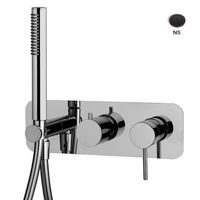 Смеситель для душа, Fima Carlo Frattini, Spillo Up, тип открывания воды-однорычажный, монтаж-настенный встраиваемый, отверстия для монтажа-3, ручной душ-есть, длина шланга, мм-1500, внутренняя часть-необходимо заказать, цвет-черный матовый арт-F3049NX2NS — фото 1, Смеситель для душа