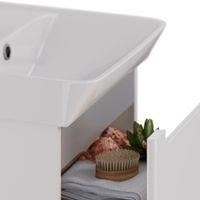 Тумба Lemark BUNO MINI 50 см под 1 раковину, подвесная, 1 ящик, цвет планки: Серый, цвет корпуса, фа арт-LM05BM50T — фото 3, Тумбы под раковину