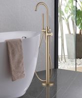 Смеситель ABBER Wasser Kreis напольный для ванны, золото матовое арт-AF8115G — фото 2, Смесители напольные