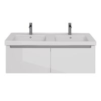 Тумба Lemark BUNO MINI 125 см под 2 раковины, подвесная, 2 ящика, цвет планки: Серый, цвет корпуса, арт-LM05BM125T — фото 4, Тумбы под раковину