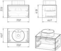 Тумба подвесная "СМАРТ-70 см" с 1-м ящ.+1 внутр.(ум.GR-3012,GR-3017,GR-3027) веллингтон/графит 107009 — фото 2, Комоды и тумбы для ванной комнаты