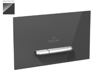 Клавиша смыва, Villeroy&Boch, ViConnect, для бачков скрытого монтажа, ширина, мм-253, глубина, мм-20, высота, мм-145, тип смыва-двойной, тип управления-механический, материал-стекло, цвет-Glass Glossy Grey, включая навесную рамку и крепежный болт, клавиши из металла внешний вид: нержавеющая сталь сатинированная, управление спереди арт-922160RA — фото 1, Кнопки смыва