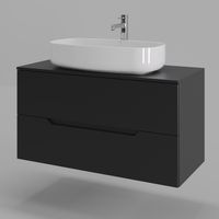 Orange Line Li-100TubMDF+B07-675W тумба с раковиной подвесная 100 см, черный/белый Li-100TubMDF+B07-675W — фото 1, Тумбы с раковиной