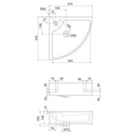 Раковина Scarabeo SQUARE угловая подвесная или накладная с переливом с одним отверстием цвет белый с антибактериальным и грязеотталкивающим покрытием BIOKER арт-8007/E BK — фото 3, Раковины накладные