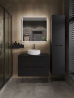 Orange Line тумба с раковиной подвесная 80 см, черный/белый арт-Li-80TubMDF+B09-360W — фото 5, Тумбы с раковиной