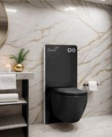 Модуль - инсталляция G111B из черного стекла Ceruttispa, приставная, для подвесных унитазов — фото 1, Инсталляции для унитазов