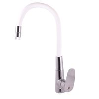 AM719.5/11B AMUR - смеситель кухонный, аэоратор на 2 положения (излив-душ), ХРОМ/БЕЛЫЙ 500 мм. — фото 1, Смесители для кухни