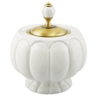 OLIVIA Баночка, H18xD16 см, керамика белая, бронза арт-17418 — фото 1, Органайзеры для ванной