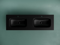 Раковина накладная мебельная CERAMICANOVA Grace прямоугольная 1410x457x137 с двумя чашами и отверстиями под смеситель цвет черный матовый арт-CN7022MB — фото 3, Раковины накладные