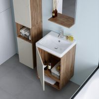 Комплект мебели для ванной Бриклаер КРИСТАЛЛ 50ZL, латте/дуб крафт табачный — фото 9, Комплекты мебели для ванной