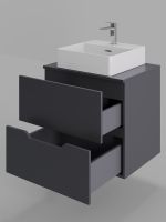 Orange Line Li-60TugMDF+B04-405W тумба с раковиной подвесная 60 см, графит/белый Li-60TugMDF+B04-405W — фото 3, Тумбы с раковиной