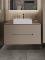 Orange Line Li-100TuLMDF+B04-500W тумба с раковиной подвесная 100 см, латте/белый Li-100TuLMDF+B04-500W — фото 3, Тумбы с раковиной