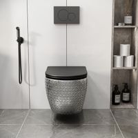 Унитаз подвесной Grossman (550х360х375) безободковый,серебро,внутри черный с тонкой крышкой,микролифт,1 место арт-GR-4411SBRS — фото 5, Подвесные унитазы