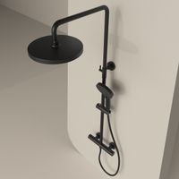 Душевая стойка Sancos Teo c термостатом, с регулировкой по высоте, цвет черный матовый, арт. SC11001MB — фото 4, Душевые стойки