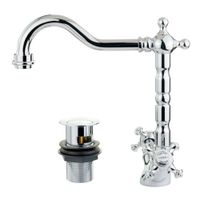 PRESTIGE См-ль д/раковины излив "змейка", донный клапан "click-clack", хром 31614 — фото 3, Смесители для раковины