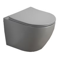 Унитаз Azario Grado подвесной безободковый (прямое сиденье) светло-серый с сидением микролифт 490*370*370 арт-AZ-0046 SP MH — фото 2, Подвесные унитазы