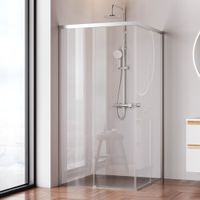 W94G-403-100100-MT1K X-joy душевое огражд квадратн.,раздвиж.двери 100x100 хром мат.,стекло прозрачн — фото 6, Душевые кабины и ограждения