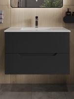 Orange Line тумба с раковиной подвесная, черный матовый арт-Li-70Tub+Ra — фото 3, Тумбы с раковиной