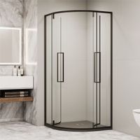 Душевой уголок RGW SV-53B 80x80, полукруглый, профиль черный, стекло прозрачное/6 мм, арт-06325388-14 — фото 5, Душевые уголки четверть круга