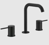 Смеситель для раковины, Gessi, 316 Flessa, тип открывания воды-вентильный, тип регулирования воды-керамическая кран-букса, монтаж-на раковину/столешницу, отверстия для монтажа-3, высота, мм-205, вынос излива, мм-156, тип излива-неподвижный, донный клапан-отсутствует, тип подводки-гибкая, стандарт подвода воды-3/8", цвет-черный матовый арт-54012.299 — фото 1, Смесители для раковины