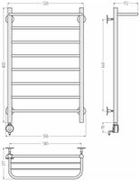 Полотенцесушитель электрический Стилье Формат 20 ТЛ 800х500 (Полка + 7) П16 Без покрытия арт-00521-8050 — фото 3, Электрические полотенцесушители