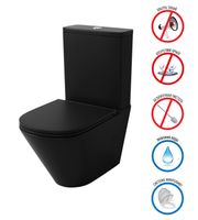 Унитаз напольный Grossman (605х380х825) безободковый,черный матовый с тонкой крышкой,микролифт,смыв торнадо,2 места арт-GR-4450BMSQ — фото 7, Напольные унитазы