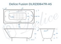 Ванна чугунная Delice Fusion 170х70 с отверстиями под ручки и антискользящим покрытием DLR230647R-AS — фото 3, Чугунные ванны