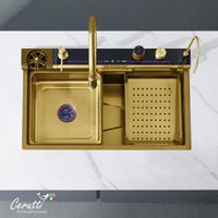 Многофункциональная мойка GLORIA Pro nano gold (золото) из нержавеющей стали, кухонная (750х460х230) Ceruttispa CT11109 — фото 2, Кухонные мойки