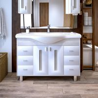 Тумба под раковину напольная Бриклаер БАЛИ светлая лиственница/белый, 120 см 4627125412073 — фото 1, Тумбы с раковиной