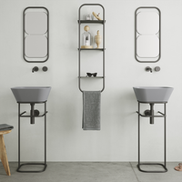 Металлическая структура SIMAS WAVE напольная цвет черный матовый WASA03 — фото 2, Консоли для раковины