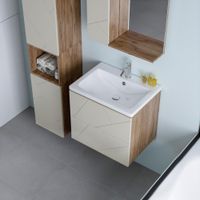 Тумба под раковину подвесная Бриклаер КРИСТАЛЛ латте, 60 см арт-4627125416927 — фото 6, Тумбы с раковиной