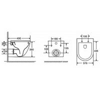Унитаз подвесной PRO 370х490х360 безободковый, в комплекте с сидением микролифт арт-PRO-0001 — фото 11, Подвесные унитазы