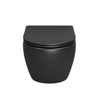 Унитаз подвесной Grossman (520х360х320) безободковый,смыв торнадо,черный матовый с тонкой крышкой,микролифт,1 место арт-GR-4457BMSQ — фото 1, Подвесные унитазы