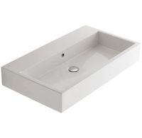 Раковина GLOBO STONE подвесная или накладная с пятью намеченными отверстиями цвет белый SCQ91BI — фото 1, Раковины накладные