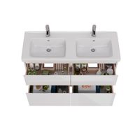 Тумба Lemark COMBI 125 см под 2 раковины, подвесная/напольная,4 ящика, цвет корпуса, фасада: Белый г арт-LM03C125T — фото 2, Тумбы под раковину