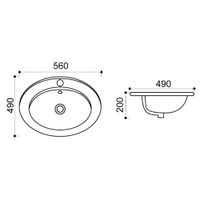 Раковина Azario 560х490х200 встраиваемая сверху, белая арт-AZ-T808 — фото 2, Раковины встраиваемые сверху