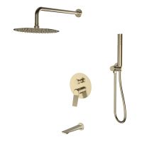 Душевая система встраиваемая Esko Shanghai Gold 7in1SHAGold, золотой сатин — фото 1, Душевые системы