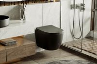 Унитаз ABBER Bequem AC1100TMB подвесной черный матовый, безободковый, смыв торнадо — фото 15, Подвесные унитазы