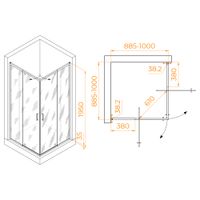 Душевой уголок квадратный RGW PA-038B 900x900, профиль черный, стекло прозрачное/6 мм, арт-350803899-14 — фото 9, Квадратные душевые уголки