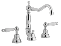 Смеситель для раковины, Cisal, Arcana Toscana, тип открывания воды-двухвентильный, отверстия для монтажа-3, высота, мм-220, вынос излива, мм-180, донный клапан-есть, цвет-Old Bronze арт-TS00108027 — фото 1, Смесители для раковины