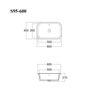 BOND Раковина встраиваемая под столешницу 60х40х20см прямоугольная белая с переливом арт-S95-600 — фото 4, Раковины встраиваемые сверху