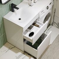 Товар: Напольная тумба под стиральную машину с двумя ящиками 115 см, цвет белый с умывальником арт-DU01052N+FOR.11.04.D-L - фото 4 Напольная тумба под стиральную машину с двумя ящиками 115 см, цвет белый с умывальником арт-DU01052N+FOR.11.04.D-L — фото 4, Тумбы с раковиной