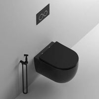 Унитаз OGLIO Aria MB подвесной безободковый черный матовый, ТЕРМООБЖИГ (не плёнка) CT9239 Ceruttispa (485х365х350) — фото 1, Подвесные унитазы