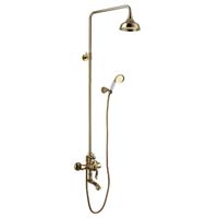 Brava Смеситель для ванны-душа, пов.излив 206мм верх.лейка 'Троп.дождь', р/ОД, золото, LM, арт-LM4762G — фото 1, Душевые стойки