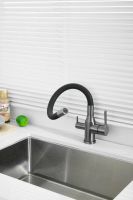 Смеситель для кухни с гибким изливом и подключением фильтра BELZ, оружейная сталь, арт-B76814-3 — фото 4, Смесители для кухни