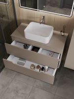 Orange Line тумба с раковиной подвесная 100 см, латте/белый арт-Li-100TuLMDF+B02-460W — фото 4, Тумбы с раковиной