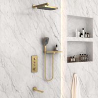 Душевой комплект встраиваемый, термостатический, 3 режима, брашированное золото арт-VSFW-431T1RBG — фото 3, Встраиваемые душевые комплекты